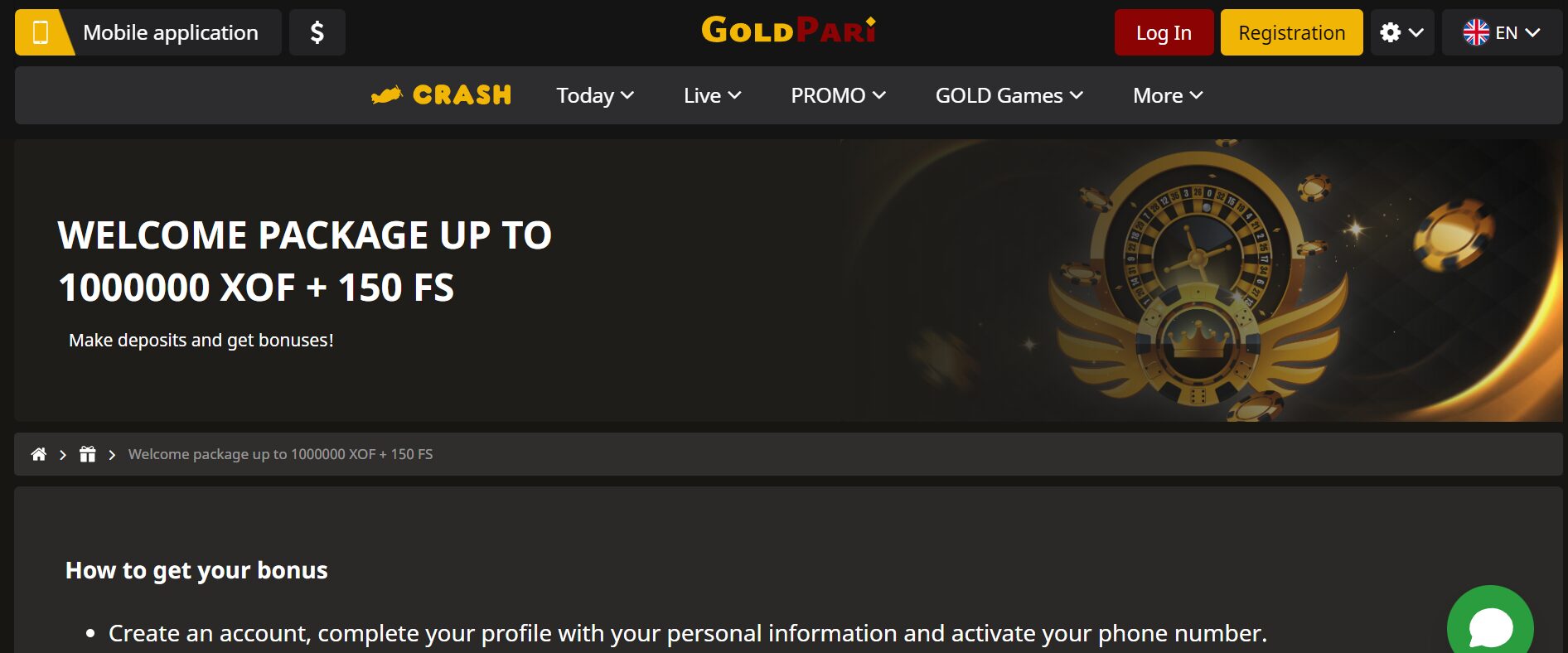 Sign Up Bonus at Goldpari Somalia 