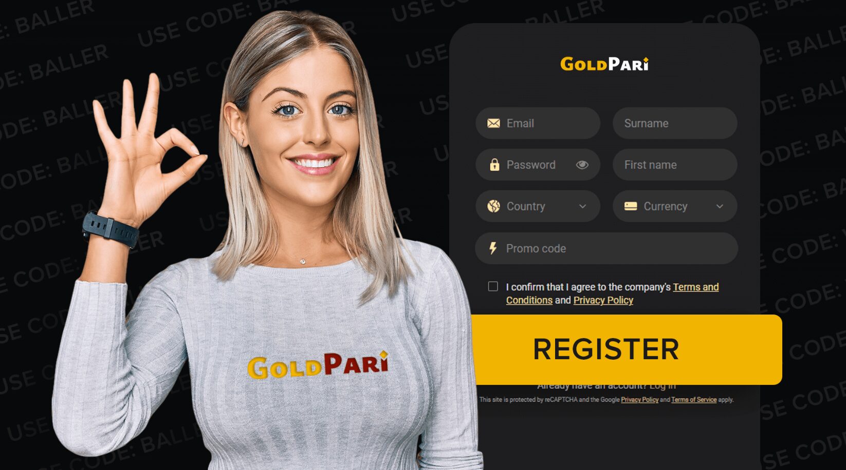 Goldpari Registration at the Bookmaker Office